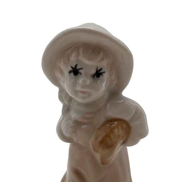 Vintage Ceramic Harvest Girl Figurine Bonnet Bread 5.5" Tall Collectible - Picture 2 of 8